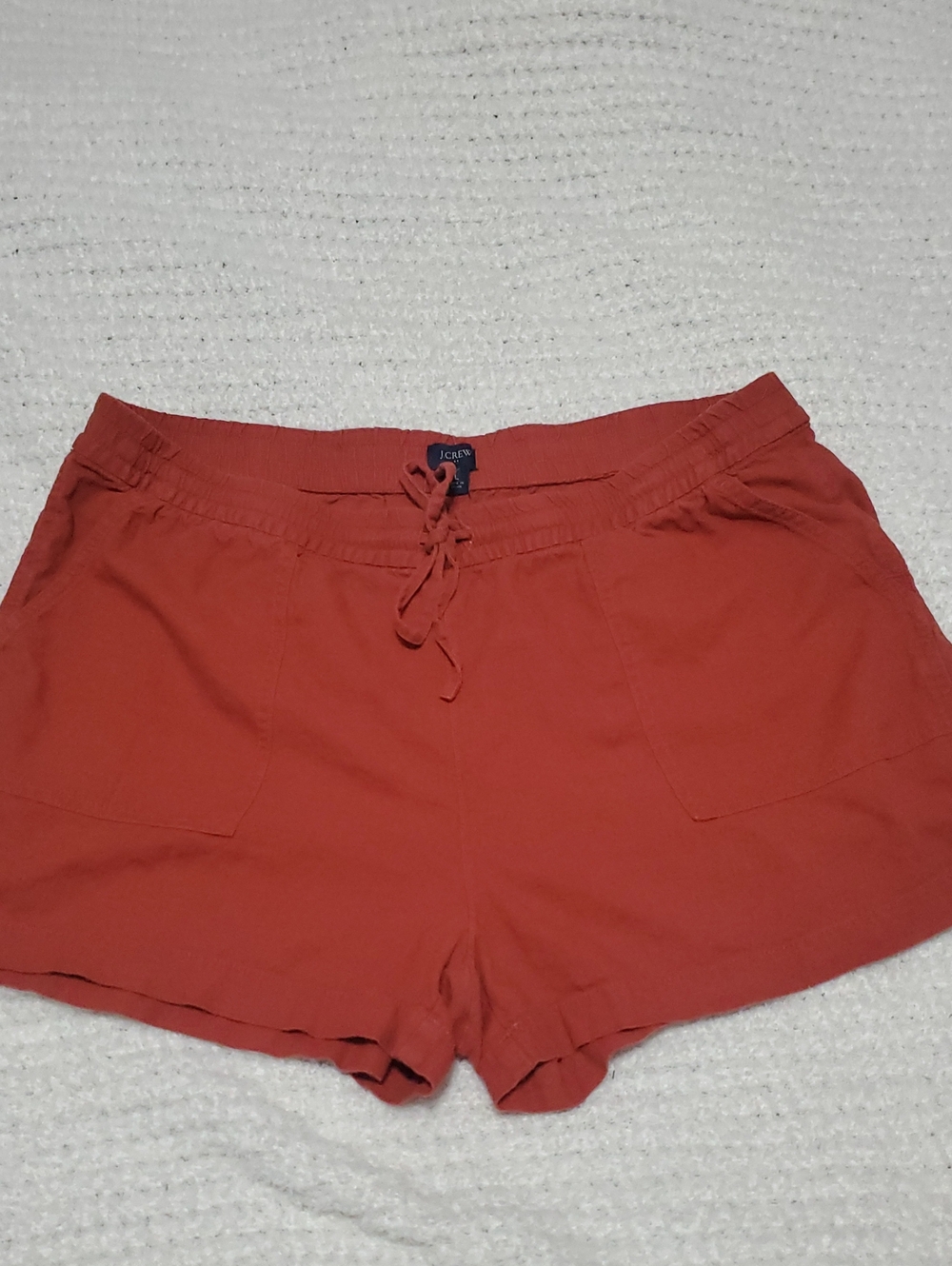 J. Crew Women's Burnt Orange Drawstring Linen-Blend Shorts